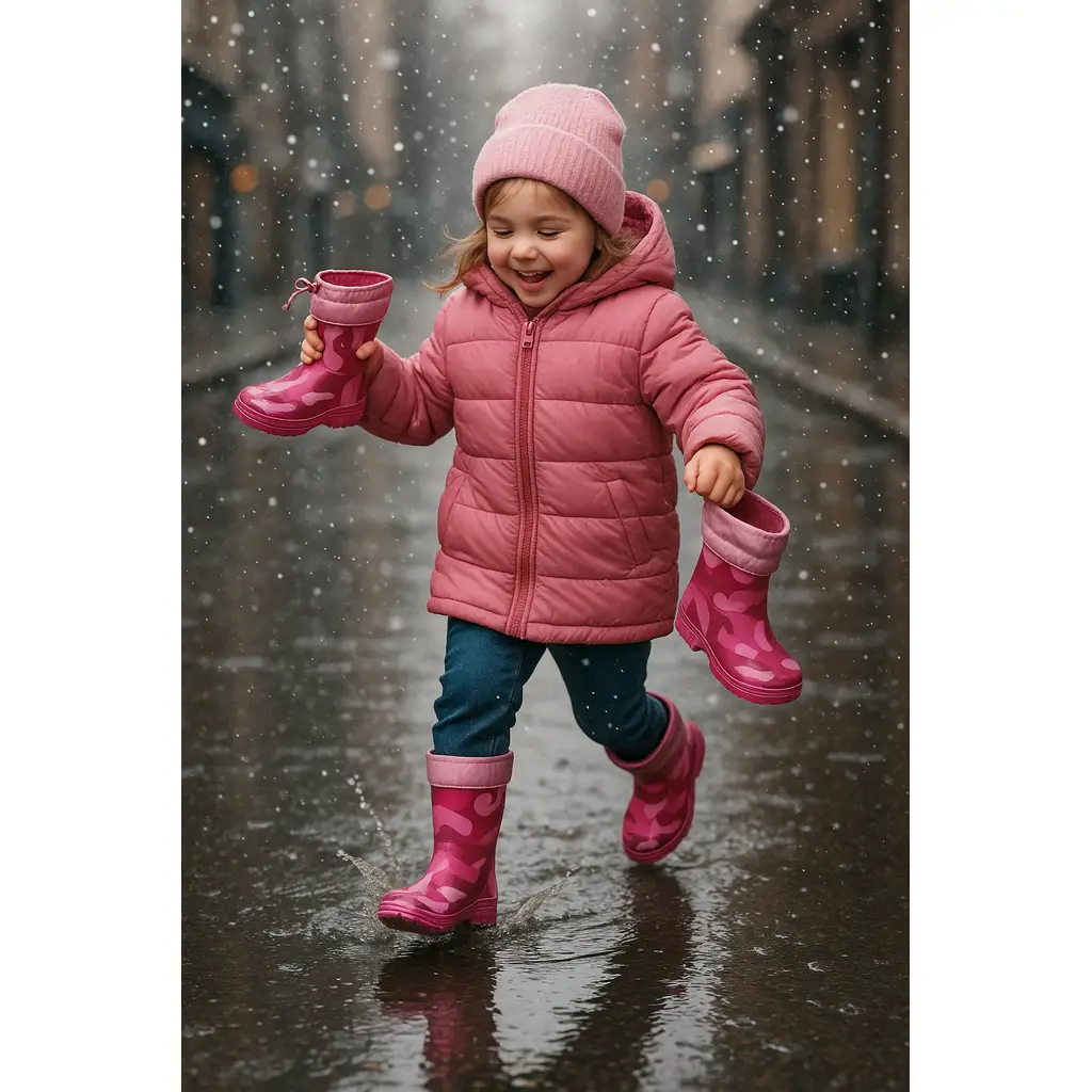 Arısan Su Geçirmez Kaydırmaz Taban Erkek Kız Unisex Kürklü Çocuk Yağmur Çizmesi Kar Botu AI100 - Pembe